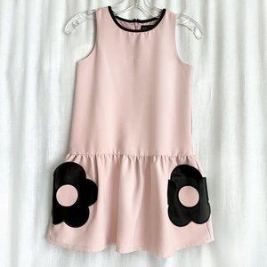 Mini dres for girl or young teenager, light pink with black accents. Size M.